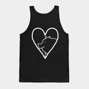 Minimal White Line My Pig Valentine Tank Top